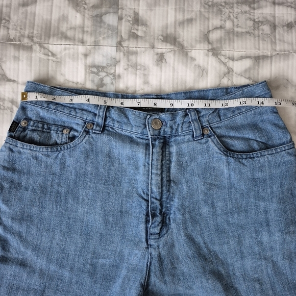 Vintage Ralph Lauren Linen Denim Pants Tapered Leg Light Blue - Picture 8 of 9